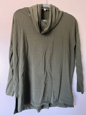 LOFT Olive Cowl Neck Tunic Sweater